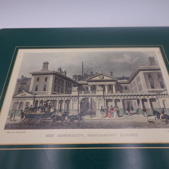 Set of Four(4) Vintage Lady Clare Green with Gold Border Place Mats - Picture 9 of 16